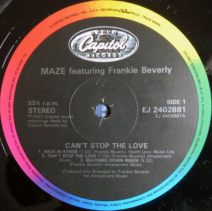 Maze Featuring Frankie Beverly : Can't Stop The Love (LP, Album)