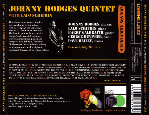 Johnny Hodges Quintet With Lalo Schifrin : Buenos Aires Blues (CD, Comp)