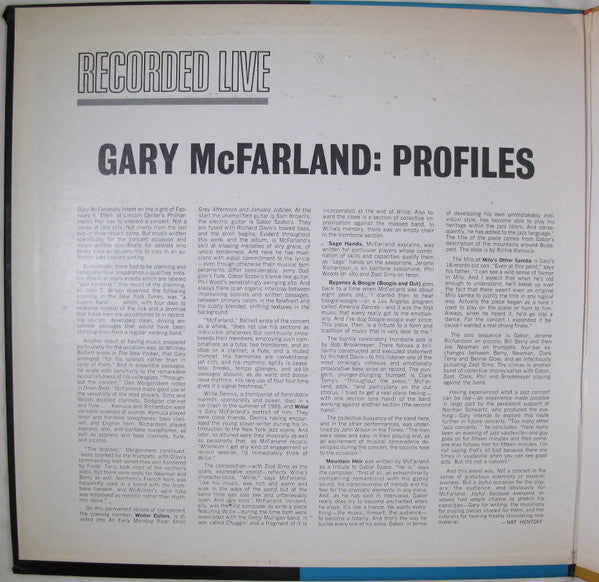 Gary McFarland : Profiles (LP, Album, Mono)