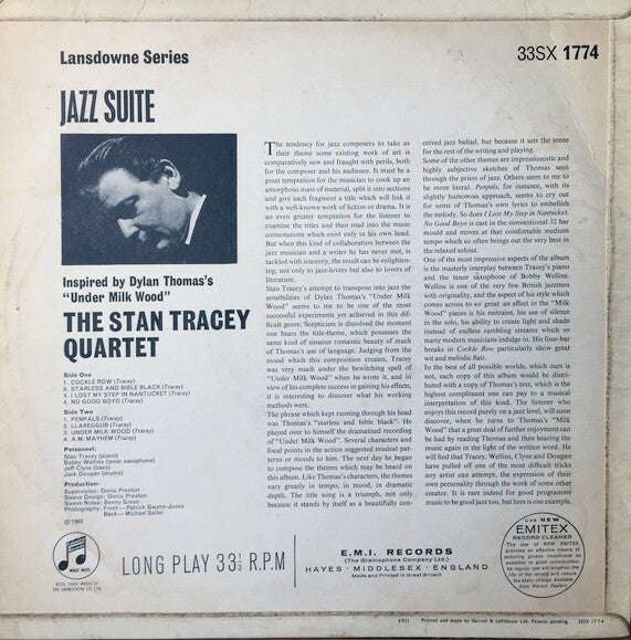 The Stan Tracey Quartet : Jazz Suite (Inspired By Dylan Thomas's Under Milk Wood) (LP, Album)