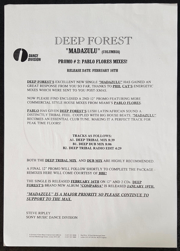 Deep Forest III* : Madazulu (Remix By Pablo Flores) (12")
