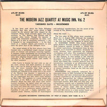 The Modern Jazz Quartet : The Modern Jazz Quartet At Music Inn / Volume 2 (7", EP)