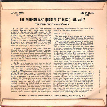 The Modern Jazz Quartet : The Modern Jazz Quartet At Music Inn / Volume 2 (7", EP)