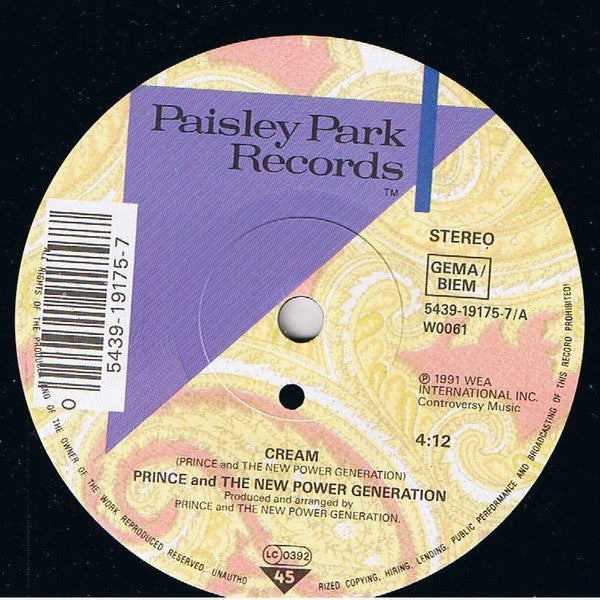Prince And The New Power Generation : Cream (7", Single, Sma)