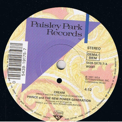 Prince And The New Power Generation : Cream (7", Single, Sma)