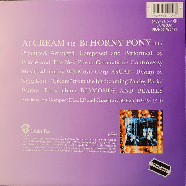Prince And The New Power Generation : Cream (7", Single, Sma)