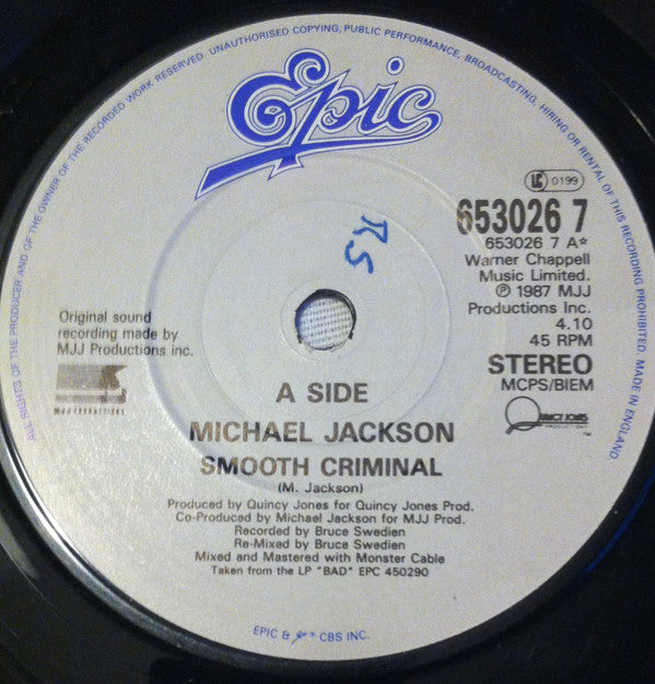 Michael Jackson : Smooth Criminal (7", Single)