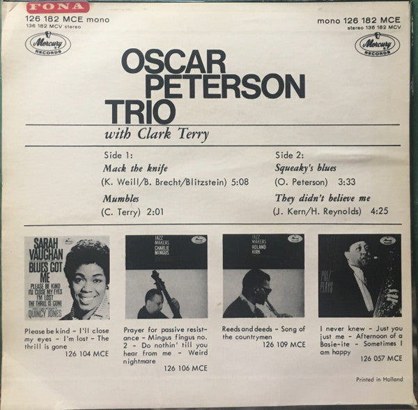 The Oscar Peterson Trio With Clark Terry : Oscar Peterson Trio With Clark Terry (7", EP, Mono)