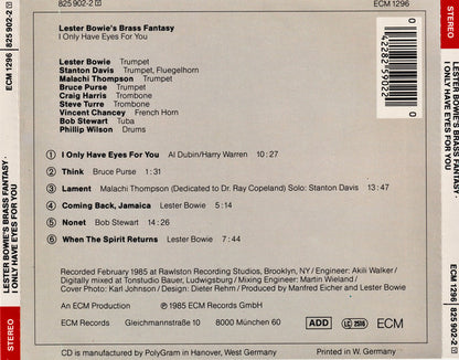 Lester Bowie's Brass Fantasy : I Only Have Eyes For You (CD, Album)