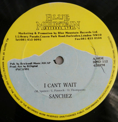 Sanchez : I Can't Wait (12", Blu)