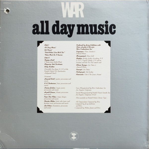 War : All Day Music (LP, Album, All)