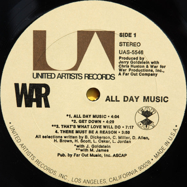 War : All Day Music (LP, Album, All)