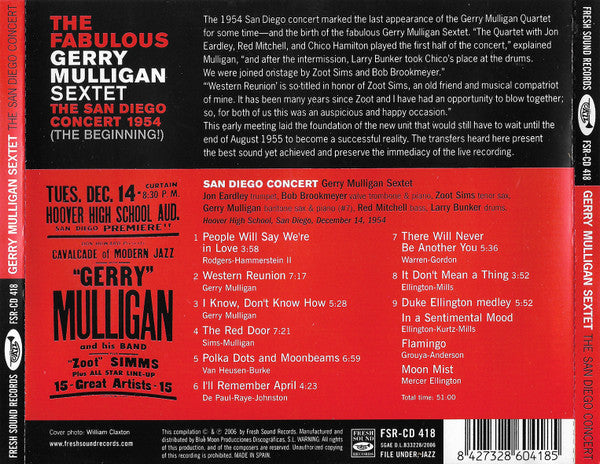 Gerry Mulligan And His Sextet : The San Diego Concert 1954 (The Beginning!) And The Complete Studio Sessions 1955-1956 (3xCD + Box, Comp, RM)