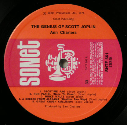 Scott Joplin Played By Ann Charters : The Genius Of Scott Joplin (LP)