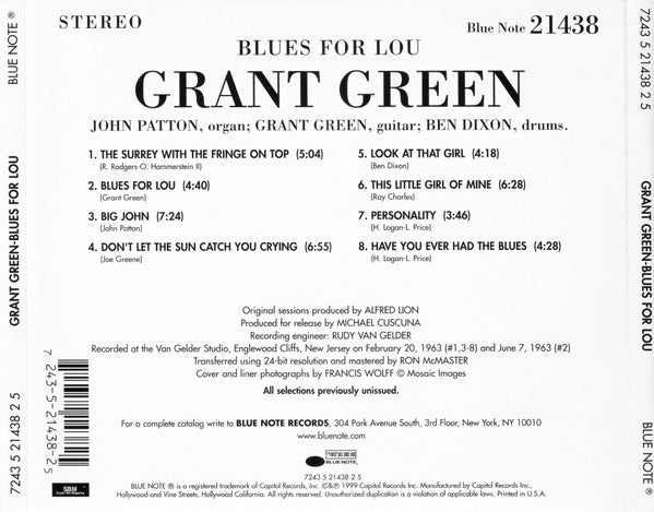 Grant Green : Blues For Lou (CD, Album, Ltd)