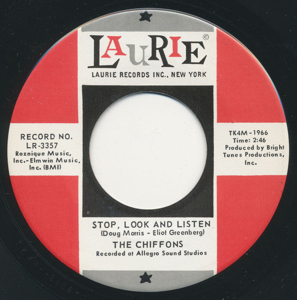 The Chiffons : Stop, Look, And Listen / March (7", Ind)
