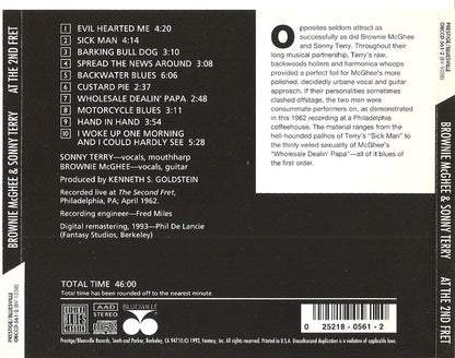 Brownie McGhee & Sonny Terry* : Brownie McGhee & Sonny Terry At The 2nd Fret (CD, Album, RE, RM)