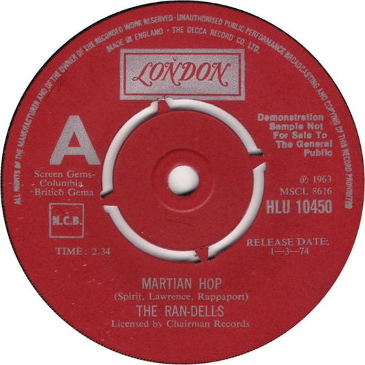The Ran-Dells : Martian Hop (7", Promo, RE)