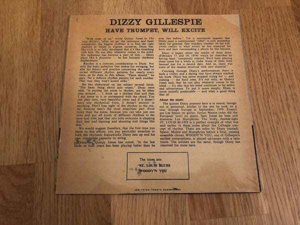 Dizzy Gillespie : Have Trumpet Will Excite (7", EP, Mono)