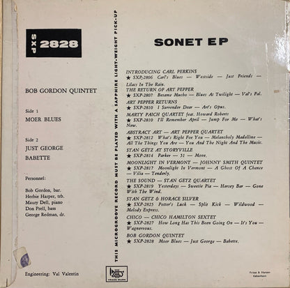 Bob Gordon Quintet : Bob Gordon Quintet (7", EP, Mono)