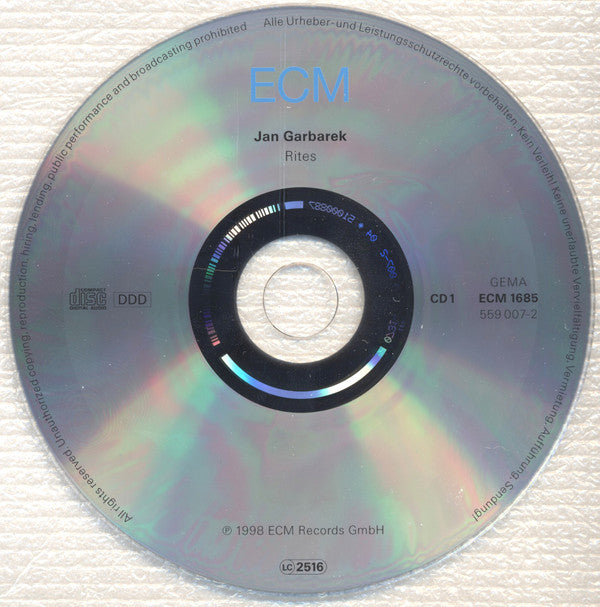 Jan Garbarek : Rites (2xCD, Album, RE)