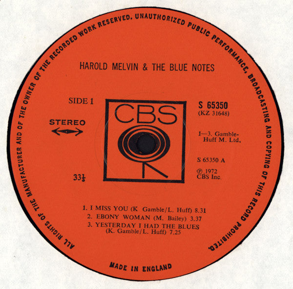 Harold Melvin And The Blue Notes : Harold Melvin & The Blue Notes (LP, Album)
