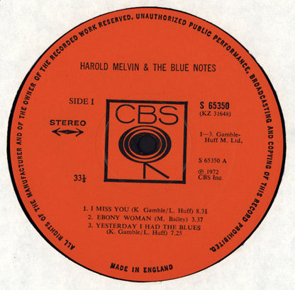 Harold Melvin And The Blue Notes : Harold Melvin & The Blue Notes (LP, Album)