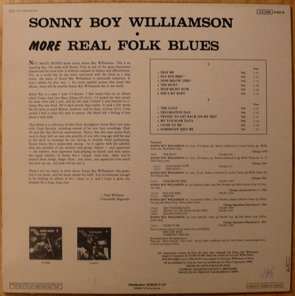 Sonny Boy Williamson (2) : More Real Folk Blues (LP, Album, Comp, RE)