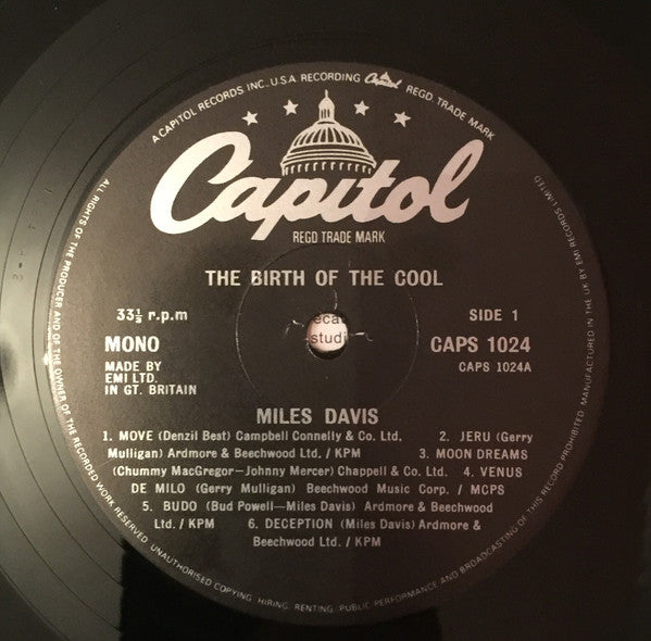 Miles Davis : Birth Of The Cool (LP, Album, Comp, Mono, RE)