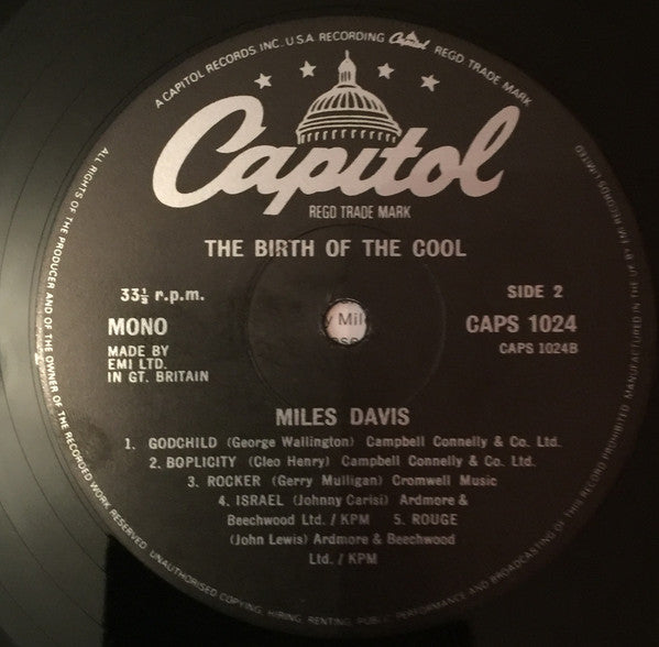 Miles Davis : Birth Of The Cool (LP, Album, Comp, Mono, RE)