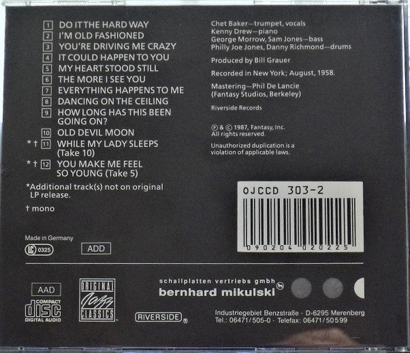 Chet Baker : It Could Happen To You - Chet Baker Sings (CD, Mono, RE)