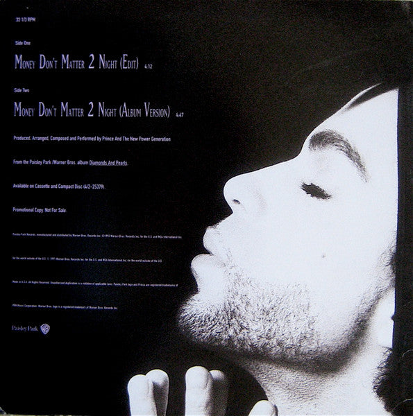 Prince And The New Power Generation : Money Don't Matter 2 Night (12", Promo)