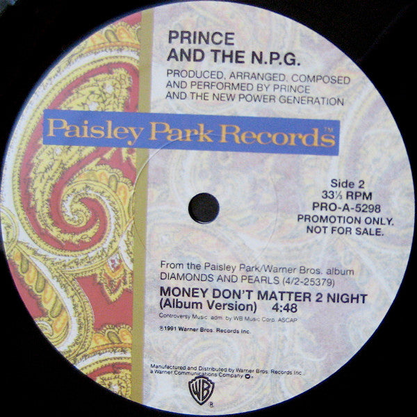 Prince And The New Power Generation : Money Don't Matter 2 Night (12", Promo)