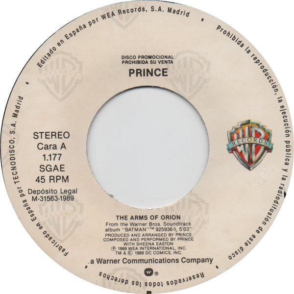 Prince : The Arms Of Orion (7", Single, Promo)