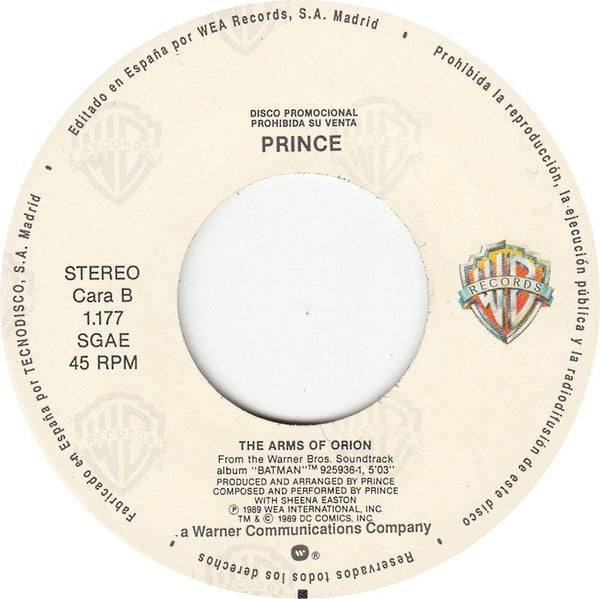 Prince : The Arms Of Orion (7", Single, Promo)