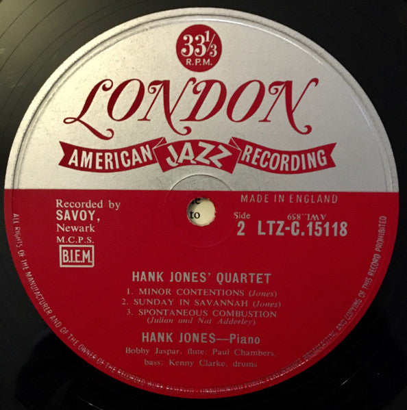 Hank Jones Trio Plus The Flute Of Bobby Jaspar : Hank Jones' Quartet (LP, Mono)