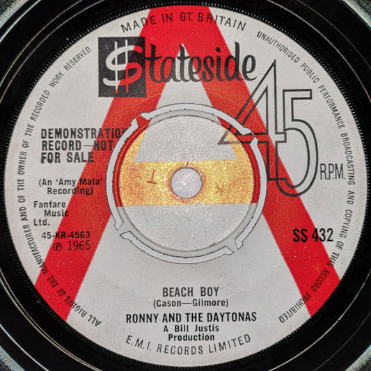 Ronny And The Daytonas* : Beach Boy / No Wheels (7", Single, Promo)