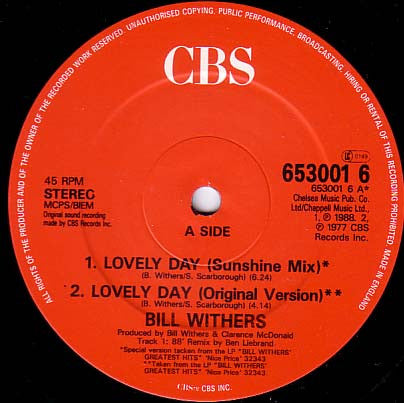 Bill Withers : Lovely Day (Sunshine Mix) (12", Single)