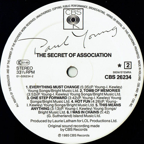 Paul Young : The Secret Of Association (LP, Album)