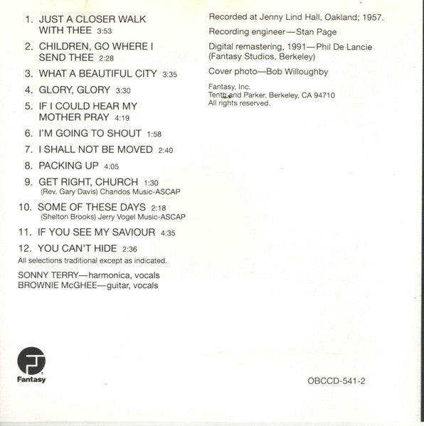 Sonny Terry & Brownie McGhee : Just A Closer Walk With Thee (CD, Album, RE, RM)