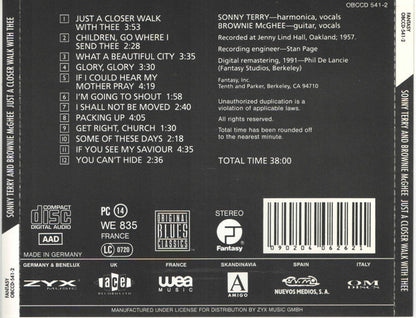 Sonny Terry & Brownie McGhee : Just A Closer Walk With Thee (CD, Album, RE, RM)