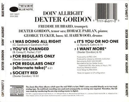 Dexter Gordon : Doin' Allright (CD, Album, RE)