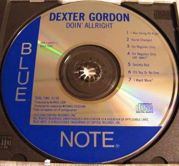 Dexter Gordon : Doin' Allright (CD, Album, RE)