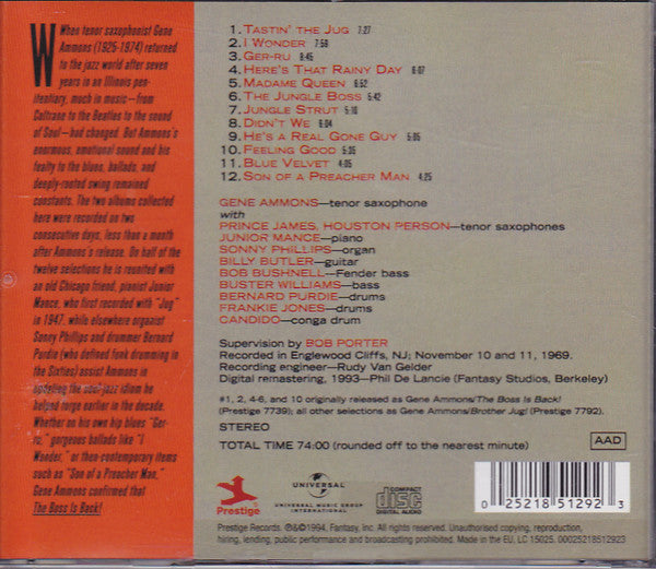 Gene Ammons : The Boss Is Back! (CD, Comp, RE, RM)