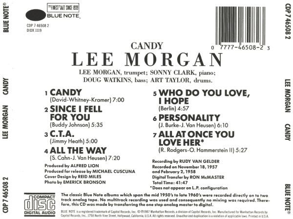 Lee Morgan : Candy (CD, Album, RE)