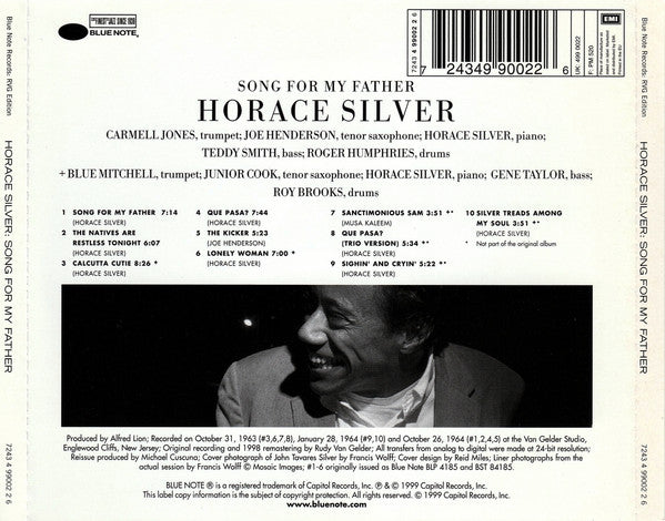 The Horace Silver Quintet : Song For My Father (Cantiga Para Meu Pai) (CD, Album, RE, RM, EMI)