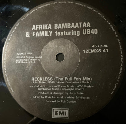 Afrika Bambaataa And Family* Featuring UB40 : Reckless (12", Single, Bla)