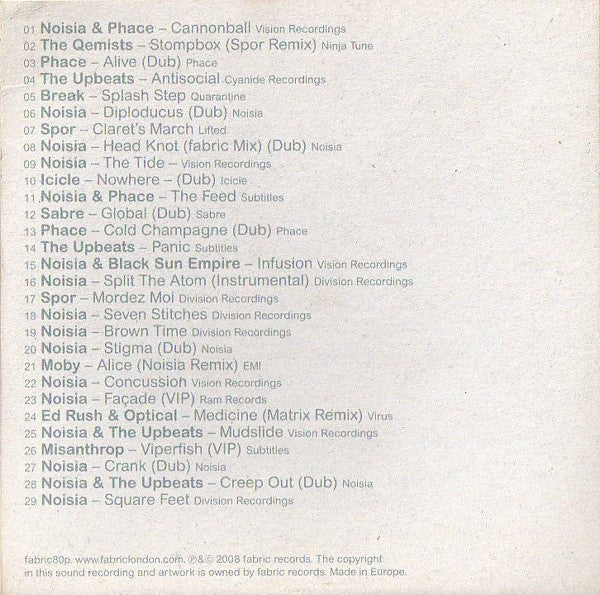 Noisia : FabricLive.40 (CD, Mixed, Promo)