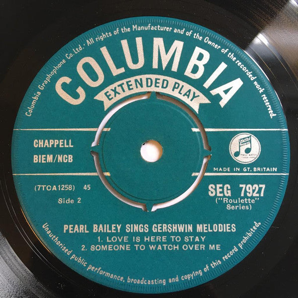 Pearl Bailey : Pearl Bailey Sings Gershwin Melodies (7", EP)