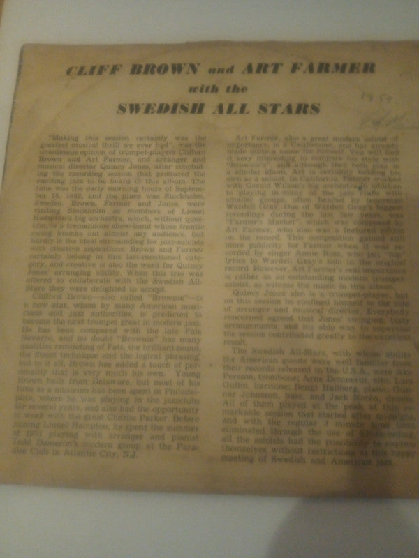 Clifford Brown And Art Farmer With The Swedish All Stars : Vol. 2 (7", EP)